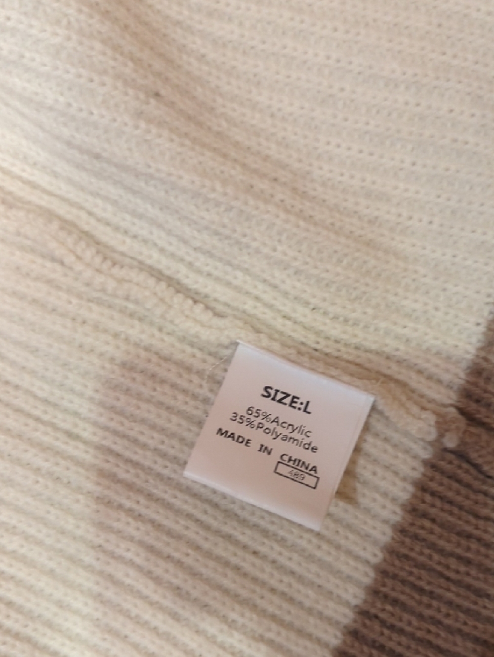 Neutral Two-Tone Raglan Button-Front Sweater - Cream & Taupe - Picture 4 of 4